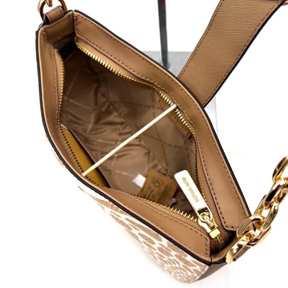 Michael Kors Carmen Small Pouchette Crossbody Bag Camel Multi - Picture 9 of 11
